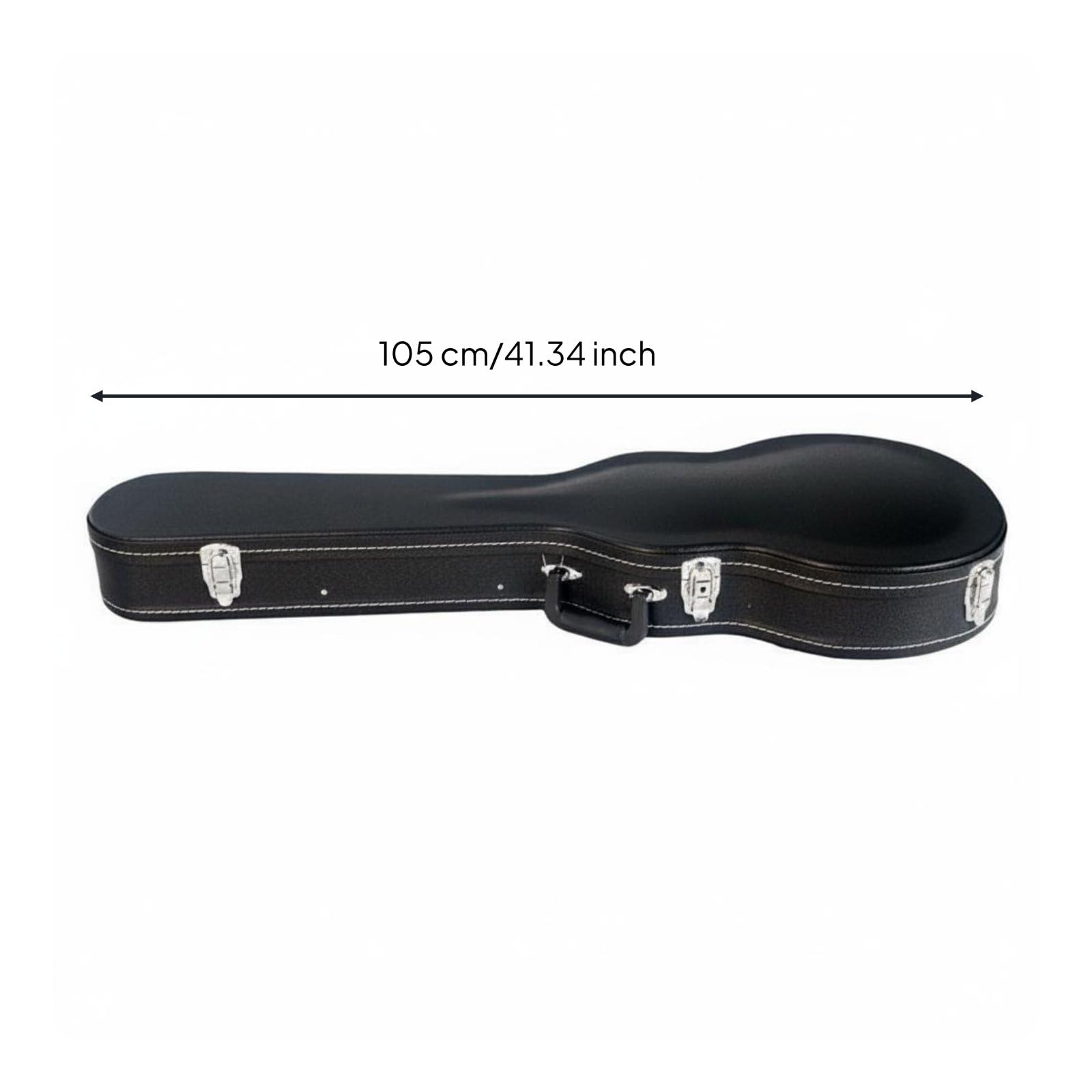 Custodia Protettiva Musica Custodia Chitarra Elettrica a Rigido LP Scocca Sagomata Inserto Contenitivo Rivestimento PU, Custodia Rigida Per Chitarra Nera Con Cuciture Bianche, Array, Nero