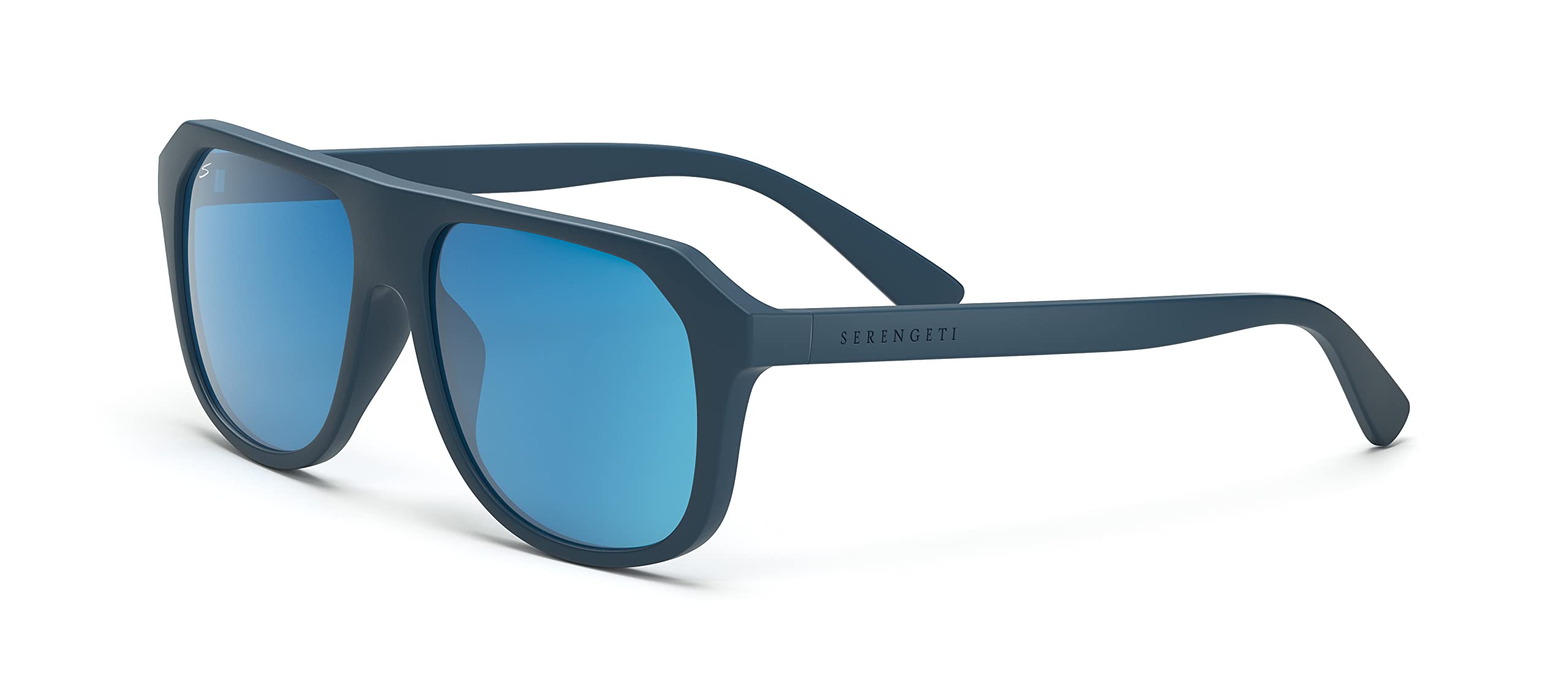 SerengetiMen's Oatman Square Sunglasses, Rubberised Peacock Blue, Medium