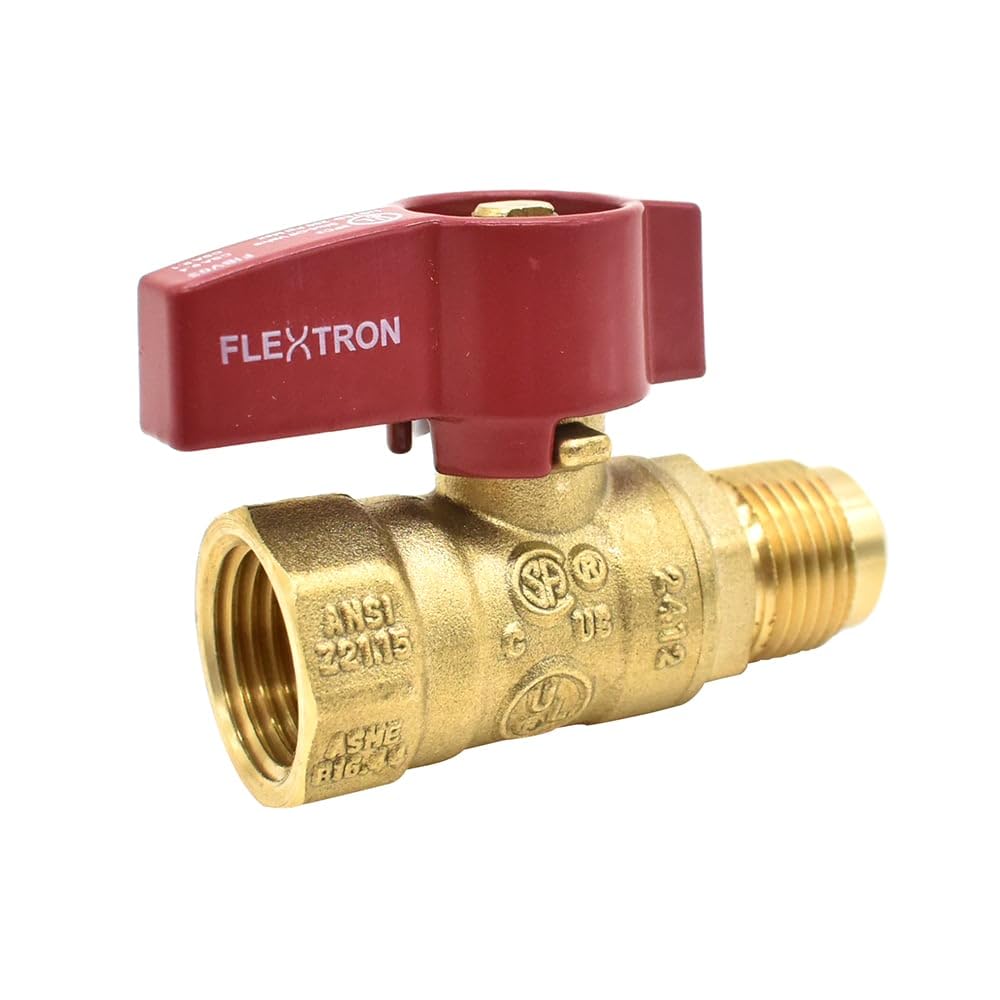 Thrifco 4400799 1/2 Inch FIP x 1/2 Inch O.D Flare Straight Gas Ball Valve / Heater Valve