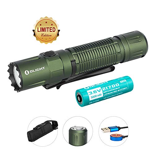 OLIGHT M2R Pro Warrior 1800 Lumens USB Magnetic Rechargeable Dual Switches Tactical Flashlight with 300 Meters Throw, Powered by 5000mAh 21700 Battery