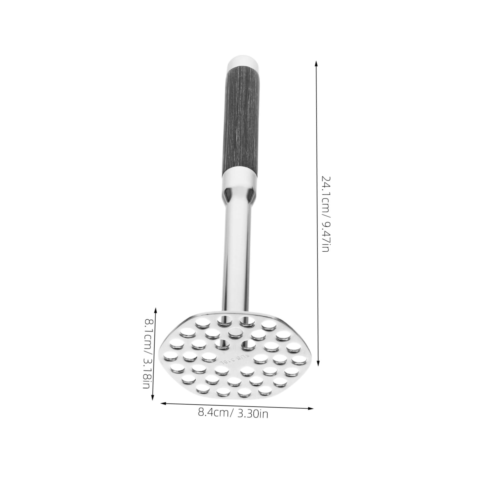 MUCKLILY Stainless Steel Potato Masher Multi Functional Kitchen Tool for Effortless Mashed Potatoes Vegetables Fruits for Home and Restaurant Use Easy to Clean Design