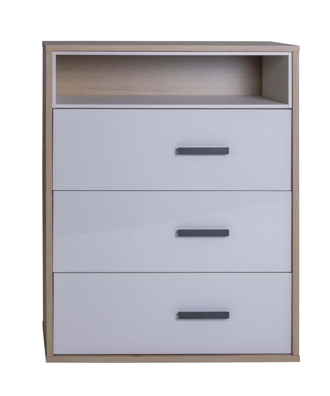 Composad | Cassettiera della Linea MIPIACE con 3 Cassetti per Cameretta, Mobile Contenitore per Bambini e Ragazzi, (LxAxP):89,3x112,1x40,5 cm, Rovere Mielato e Grigio Cashmere Laccato, Made In Italy