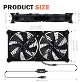 NewHail Cichy podwójny wentylator routera 140 mm z 3-stopniowym regulatorem prędkości L/M/H, wentylator chłodzący USB 5 V DC do modemu routera