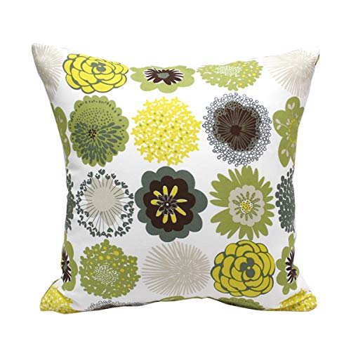日本製 プリント クッションカバー ポップドロップス グリーン 北欧柄 35×35 オックス生地 クッショ用 カバーのみ ファスナー式 おしゃれ かわいい 花柄 リーフ ドット 綿100%