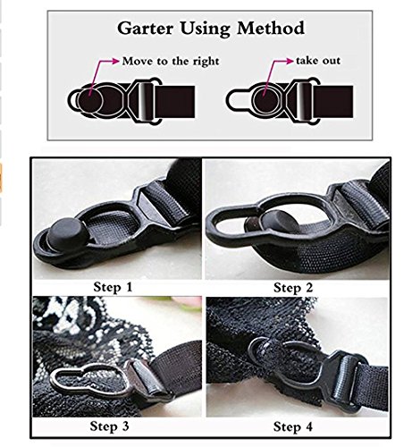 Mismxc Women's 3 Pieces Lace Garter Belt Stockings Sets with Butterfly Panty (Black 4#)