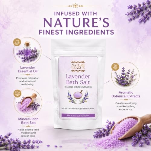 Image of Lavender Bath Salt Soak with Natural Essential Oils, Calming Aromatherapy for Stress Relief, Muscle Relaxation & Skin Revitalization, Luxury Spa-Like Experience, Paraben & Cruelty Free, 250g (Pack of 2)