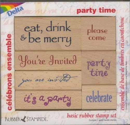 Rubber StampedeRubber Stampede Party Time Celebrations 7 Wood Handle Stamp Set