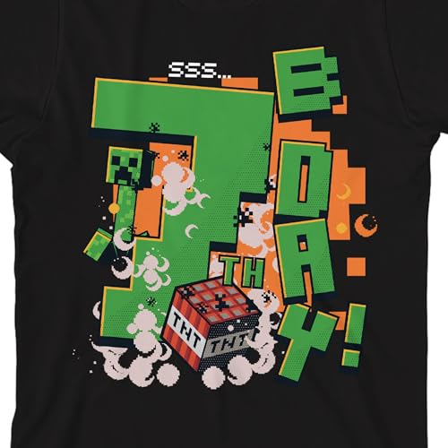 Minecraft 7th B Day Boy's Black Crew Neck Short Sleeve T-Shirt2