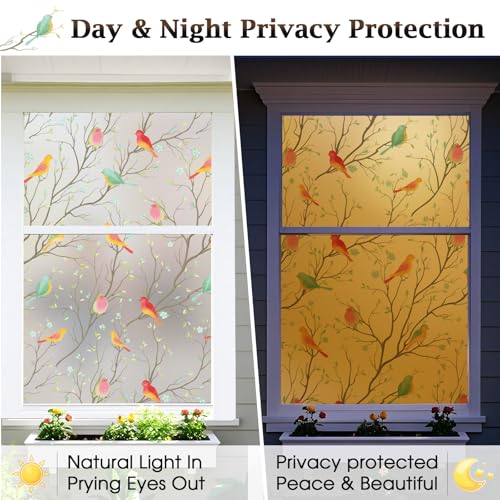 Lifetree Stained Glass Window Film Privacy Film for Glass Windows Decorative Non Adhesive Static Cling Vinly Anti UV Bird Patterned for Bathroom and Door (Frosted, 59 * 200cm) - Cosy Home Interiors Lifetree Stained Glass Window Film Privacy Film for Glass Windows Decorative Non Adhesive Static Cling Vinly Anti UV Bird Patterned for Bathroom and Door (Frosted, 59 * 200cm) - Image 5