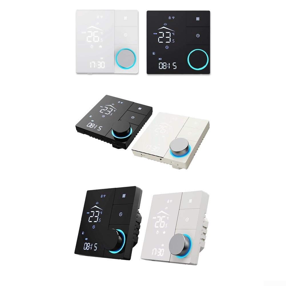 Controlador inteligente de temperatura WiFi para calefacción por suelo radiante y agua, termostato de pantalla táctil LCD con control remoto de aplicación, temporizador y bloqueo infantil