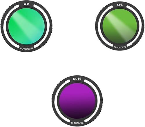Miniatura 1 de BLAUEOCHI Paquete de 3 filtros mejorados (UV CPL ND16) para DJI AVATADJI O3 AIR Unit, uso en drones FPV DIY con unidad de aire O3, marco de aluminio
