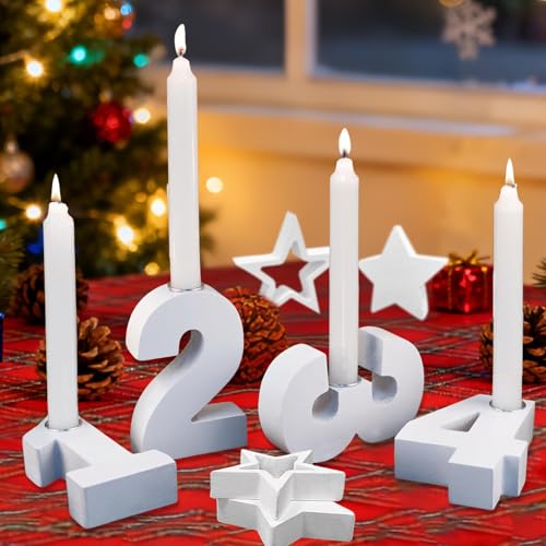 Adventszahlen Adventskranz 1-4 Kerzenhalter Zahlen Holz, 8 Stück...
