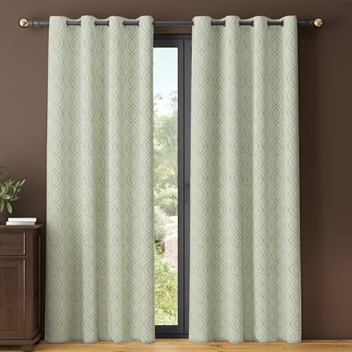 Image of Yellow Weaves 2 Pcs Jacquard Oval Eyelet Long Door Curtain - Perfect for Home, Office, Bedroom, Living Room & Balcony - 9 Feet (Pastel Green)