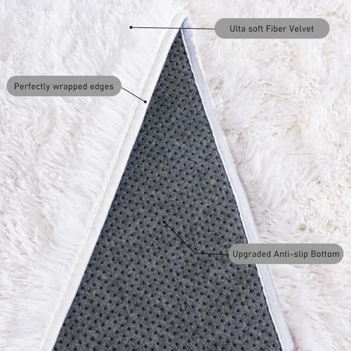 Rugs for Living Room 8x10, Soft Shaggy Modern Shag Area Rug for Bedroom, Upgrade Non-Slip Plush Fluffy Carpet for Kids Boys Girls Room Home Decor Aesthetic, Cream White