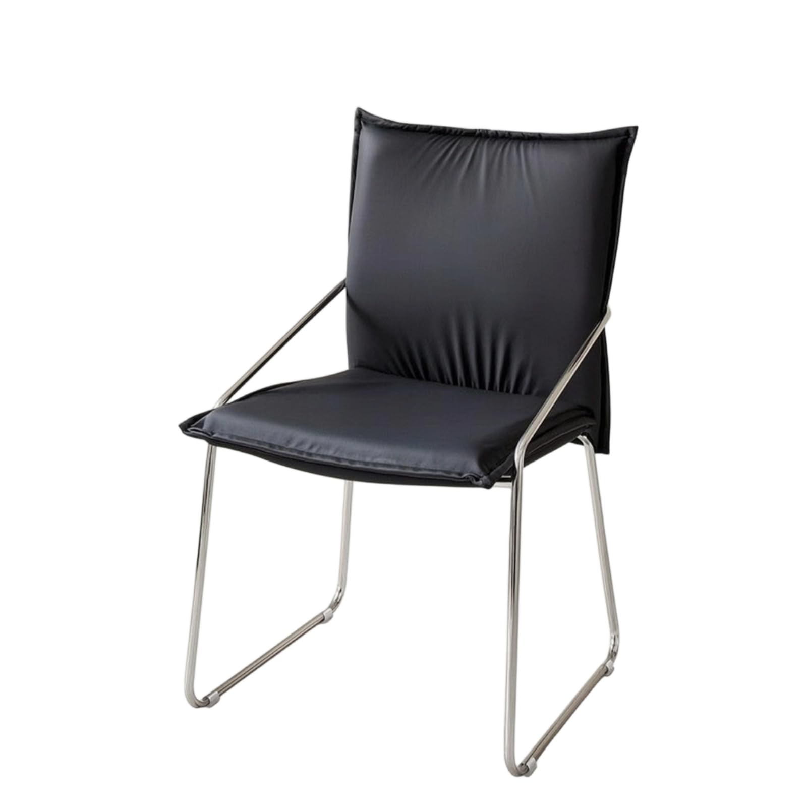 F Fityle Silla de Comedor de Media Centuria Silla Acolchada Silla de Diseñador Silla de Metal Respaldo Curvo Que Sostiene la y Base Estable de Metal, Negro