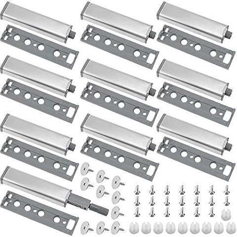DXLing 10 Pieces Push to Open Door Catches Heavy Duty Magnetic Push to Open System Damper Buffer Stainless Steel Cupboard Magnet Push Latch Release Opener with Screws for Drawer Kitchen Cabinet Door Cover