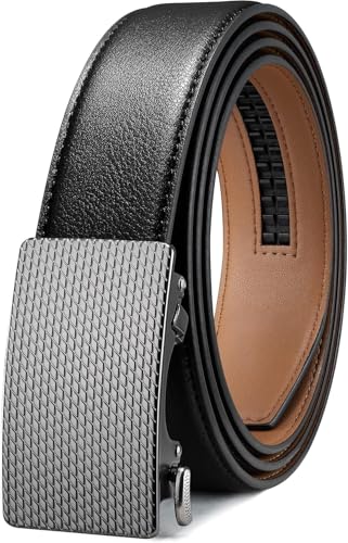 Micro Adjustable - Upgraded Tail Hidden Design Mens Genuine Leather Belt for Dress Pant Shirt Oxfords