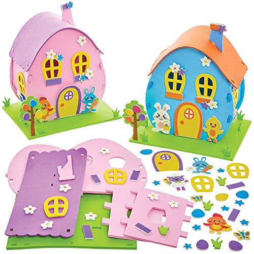 Baker Ross FX524 Kits d'œufs de Pâques Maison Easter Egg House Kits – Lot de 2, kits de décoration de Pâques en mousse.