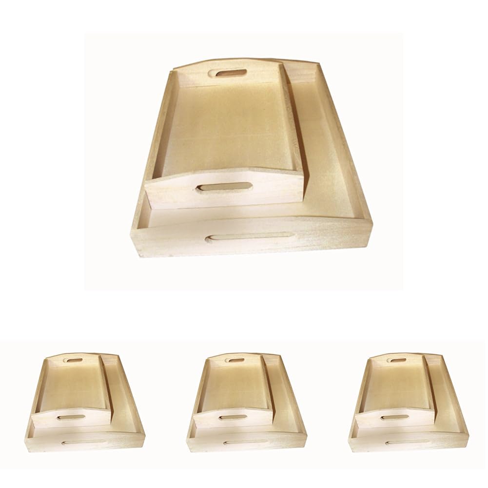 Rayher Set 2 bandejas Decorativas de Madera, pequeña y Grande, Personalizables, 6208400 (Paquete de 4)