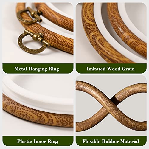 4 Pcs Embroidery Hoops - Imitated Wood Plastic Round Oval Rectangular Octagonal Embroidery Hoop Set, Decorative Hanging Embroidery Frame Cross Stitch Hoop Rings For Art Craft Sewing #TOP3