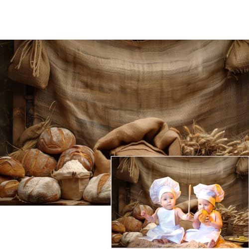 Toile de fond de boulangerie YongFoto 1,8x1,2m avec panier à pain vintage