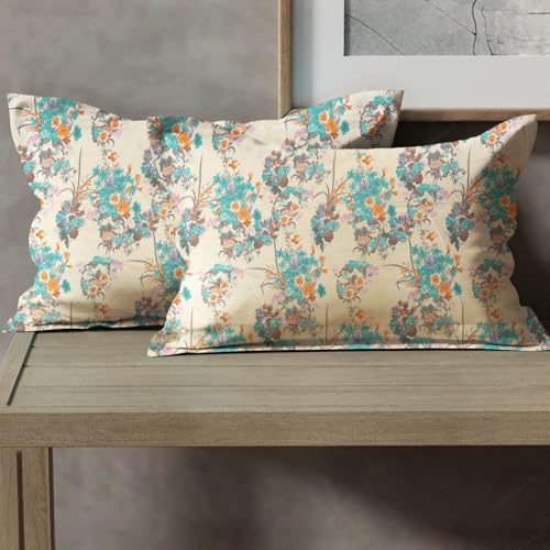 Image of Cloth Fusion Cotton Feel Pillow Covers Set of 2 with Envelope Closure (17X27 Inches, Spring Bloom)