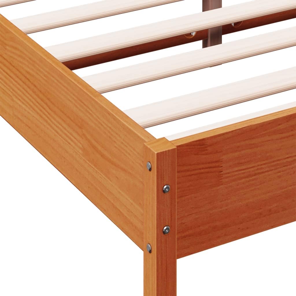 vidaXL Estructura de Cama, Somier Decorativo de Listones, Armazón Base de Cama, Mueble para Dormitorio, Madera Maciza de Pino Marrón Cera 140x190 cm