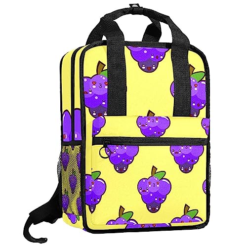 Sac à dos violet motif raisins fini le mal de dos grâce aux bretelles réglables ajustables