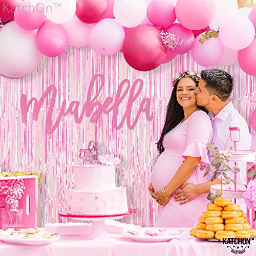 Image of KatchOn, XtraLarge Pink Streamers - 3.2x8 Feet Pack of 2 | Iridescent Backdrop for Pink Party Decorations, Slumber Party Decorations | Birthday Decor for Women, Bachelorette Party Bridal Shower