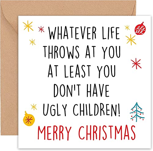 Felbridge Studio - Mum Christmas Card - Family Christmas Cards - Funny Rude Mum Dad Xmas Card - Mother Father - From Son Daughter Both of Us Step - Large Luxury Fancy Gift 2022-14cm