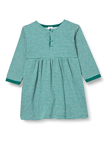 Petit Bateau Baby Mädchen Langarmkleid, Grün Evergreen / Grau Fumee, 6...
