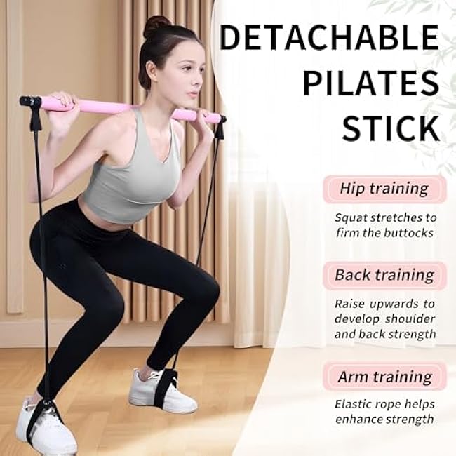Pilates Bar Kit with Resistance Bands - Multifunctional Pilates Equipment for Women & Men Home Gym Pilates Yoga