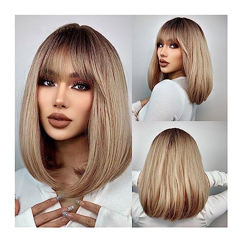 Perruque Bob courte thermorésistante en fibre naturelle synthétique 15.7 pouces pour femme