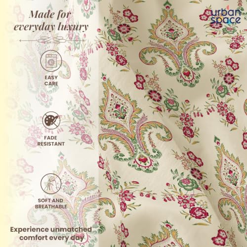 Image of Urban Space Festive Gifting Set - 100% Cotton Double Bedsheet with 2 Pillow Covers, Double Bedsheet Gift Set in Gift Box, 90 x 100 Inch, Motif Red | Diwali, Festive & Housewarming Gift