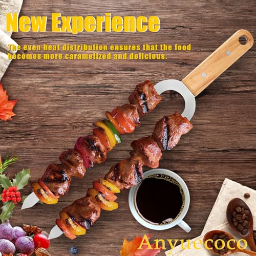 Kabob Skewers for Grilling,4 PCS - 17 Inch Skewers for kabobs,Double Pronged Flat Skewer,Stainless Steel Skewer,For Koobideh Kebab Persian, Brazilian Style Chicken, Sausages