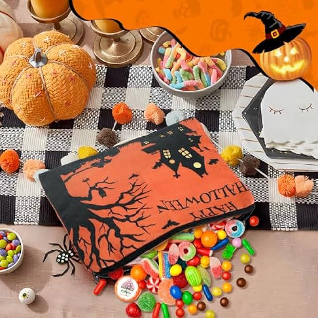 UAREHIBY Halloween Pumpkin Gifts for Women, 20 OZ Tumbler Cup for Sister, Makeup Bag for Friend, Cute Ghost Socks for Halloween Party, Mom, Dad, Coworker