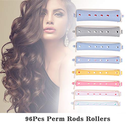 Andoer 96Pcs Perm Rods Rollers Salon Rolo de cabelo Curling Curler Elástico Grampo de cabelo para cr