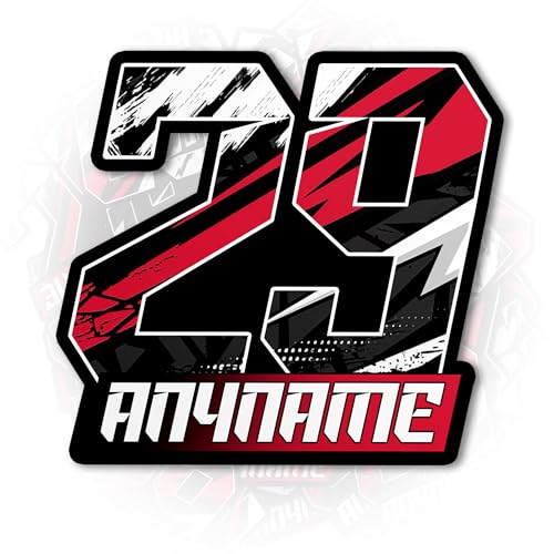 Personalized Name Racing Sticker, Custom Race Car Number Decals Waterproof Die Cut Vinyl Sticker for Laptop, Cars Bumper Truck Motorcycle Jet Ski Boat Decal Racing Birthday Gifts for Adults Kids