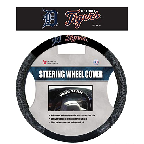 Fremont Die MLB Detroit Tigers Steering Wheel CoverMesh, Black, One Size