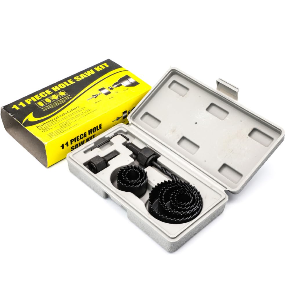 11/16 pezzi set di seghe a tazza per la lavorazione del legno set di punte da trapano in acciaio al carbonio 19-127mm set di frese per soffitto in cartongesso kit seghe a tazza per legno, 11 PZ, 1
