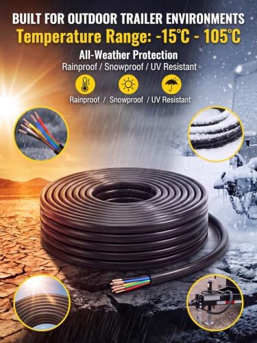 TIROL 50 FT 7 Way Trailer Wire 14 Gauge 7 Conductor 32% Copper CCA — 사진 6