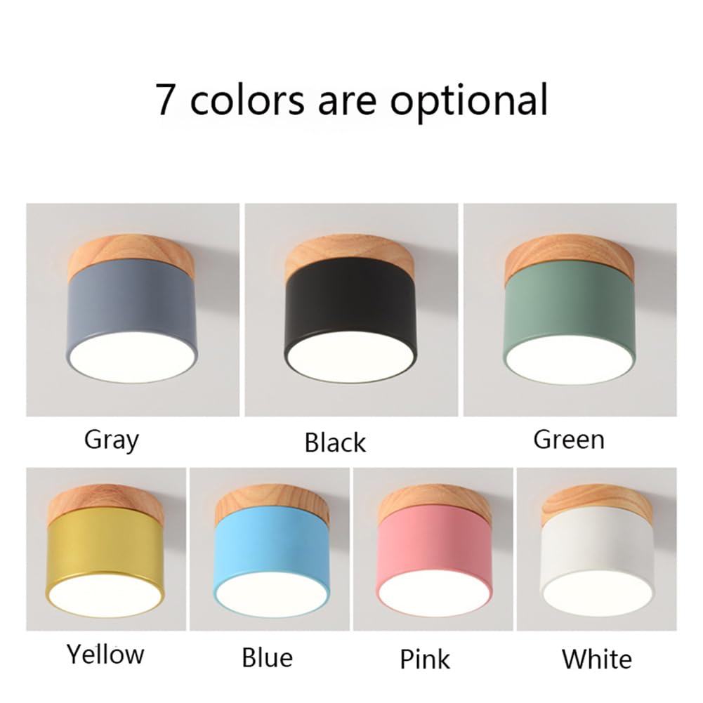 Reflektory sufitowe LED do zabudowy, 5W, 7W, 9W, 12 W, 15 W, wygląd drewna, oświetlenie wewnętrzne, 9W, możliwość ściemniania, naturalna biel, niebieski