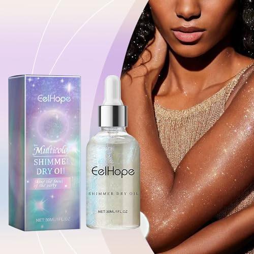 Shimmer Body Oil,Moisturizing Light Shimmer Glow Illuminator,Non-sticky Body Luminizer Liquid Highlighter Makeup Your Skin 30ml - Image 6