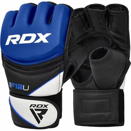 RDX MMA Guanti Grappling Arti Marziali Allenamento, Maya Hide Pelle, Palmo Aperto Imbottitura Guantoni, Gabbia Gloves per Kickboxing Sparring Muay Thai Sacco Boxe Combattimento, Uomo Donna