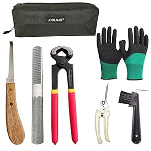 Farrier Tools,8 inch Farrier Tool Kits （7 Piece） Goat Hoof Trimmers Mini Rasp Hoof File Goat Pig Equine Metal Shears Professional Farriers Hoof Nipper Cutter Handle Knife Goat Supplies