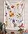 Lifeel Wildflowers Vertical Tapestry Wall Hanging, Illustrative Reference Chart Tapestry With Word, Beige White Vintage Tarot Flag Straight Tapestry 44×60 inches