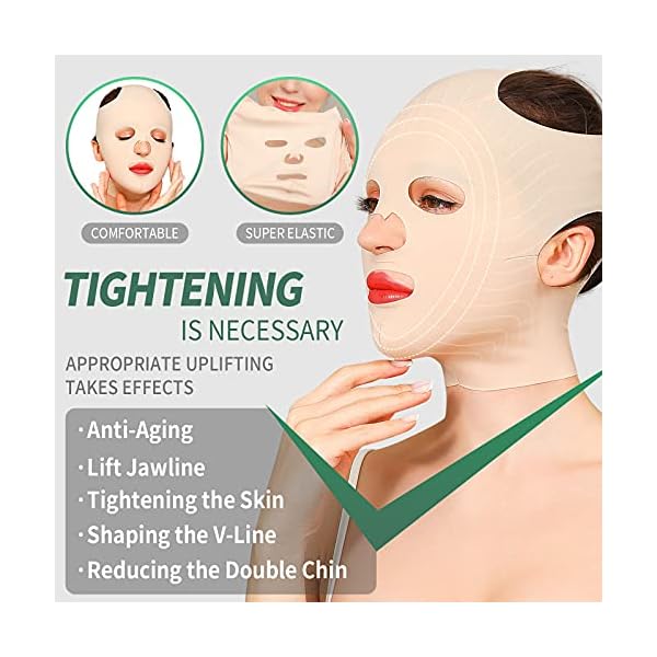 JLK-ZHOU Reusable Facial Slimming Mask Anti Wrinkle V Full Face Lifting Chin Cheek Lift up Slim Belt Band Strap Slimming Thin Mask Sleeping Belts (Full Face Belts)