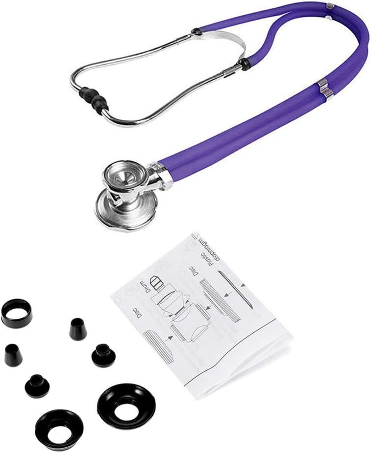 WSN Estetoscopio de Doble Cabeza Estetoscopio de Acero Inoxidable de Doble Cabezal y Doble Tubo para médicos ultraligeros para Enfermedades cardíacas y monitoreo de Primeros Auxilios con Bolsa de