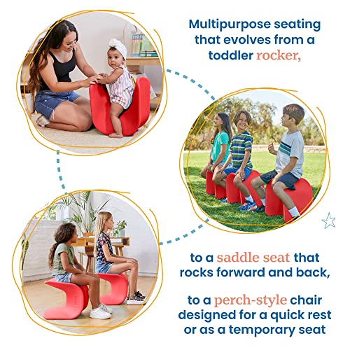 Image of ECR4Kids Wave Seat Perch Stool, 14in - 15.1in Seat Height, Flexible Seating, Red, 2-Pack