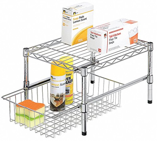 Honey-Can-Do SHF-03525 Cabinet Organizer, Stacking/Sliding, Chrome - Quantity 33